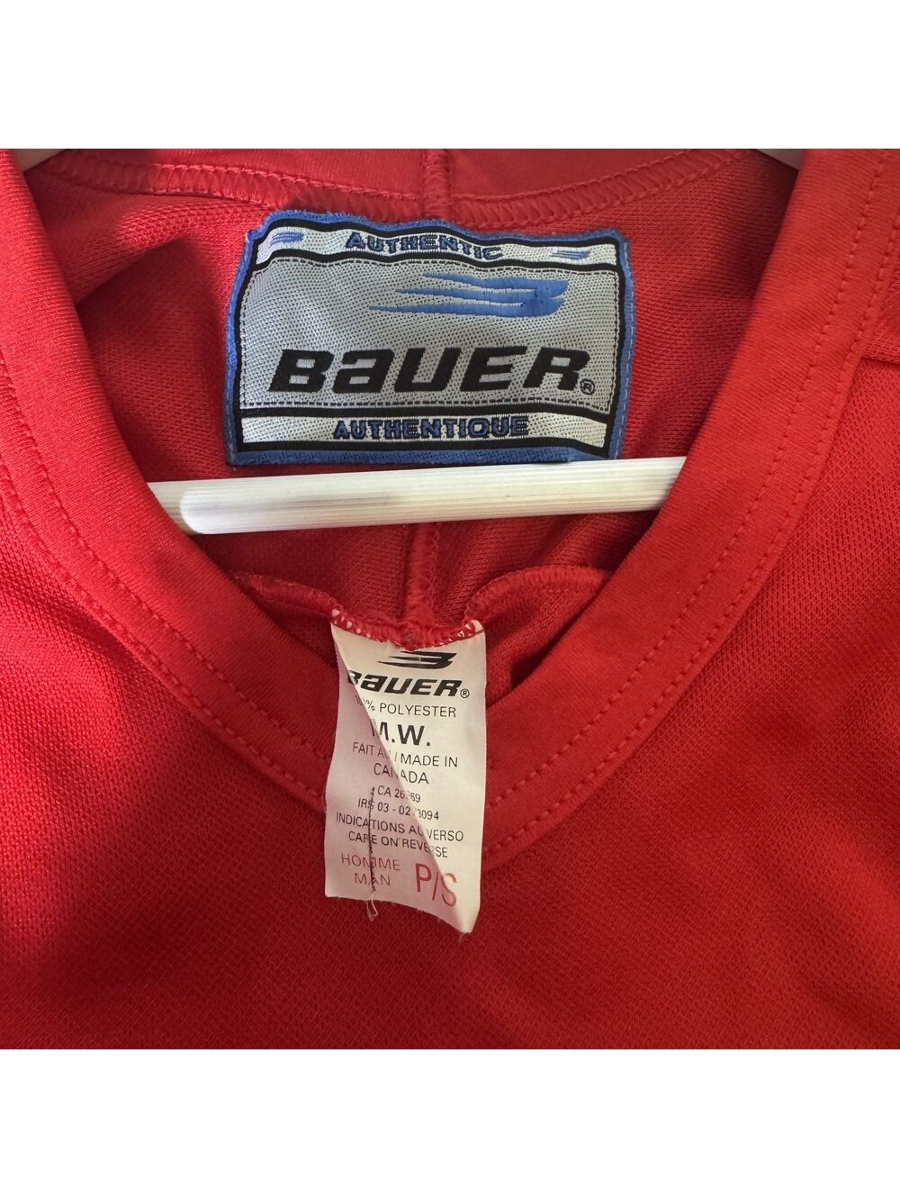 Vintage 90s Bauer Detroit Red Wings NHL Hockey Jersey Made In Canada Sz S - Picture 5 of 8